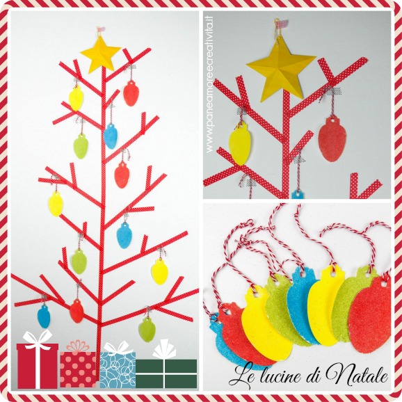 Lavoretti di Natale: l'albero di washi tape e le lucine da creare con carta e Sabbiarelli