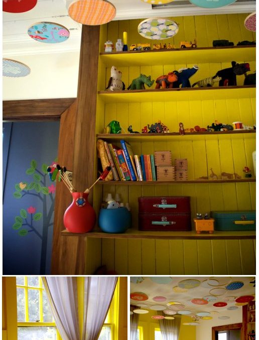 Decorazioni per la cameretta con telai e stoffe