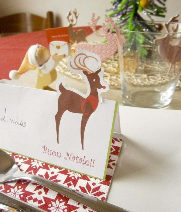 Tavola di Natale: segnaposti con la renna da stampare