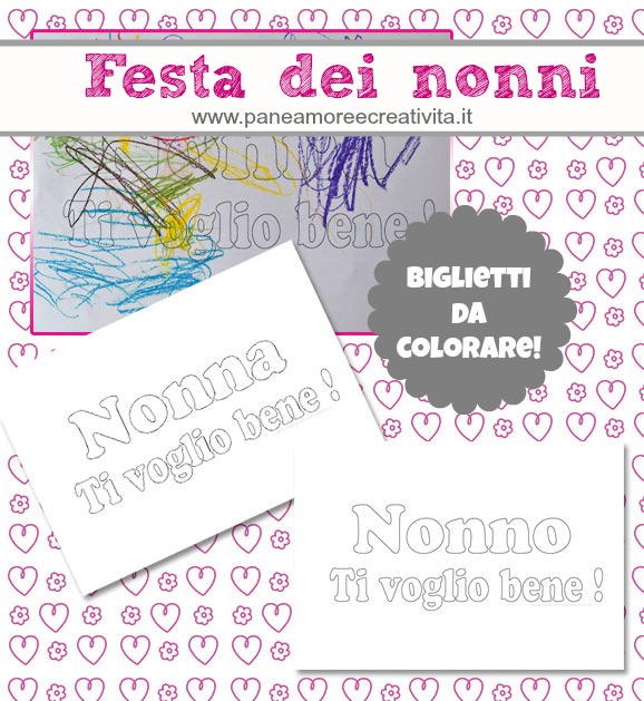Biglietti festa dei nonni da colorare: nonno ti voglio bene