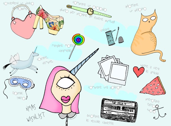 Idee di Natale: Wishlist natalizia da scaricare, illustrata da Sofia di UnicornSofiaLove