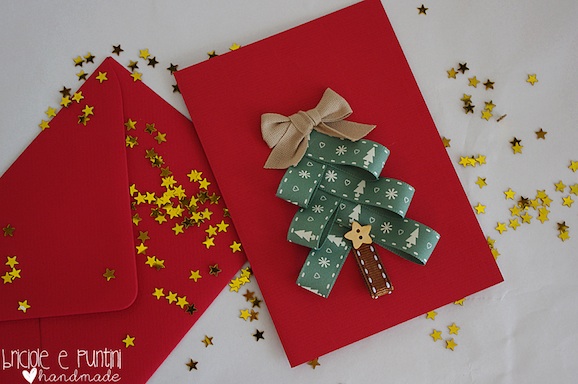 Come fare un biglietto di Natale con i nastrini