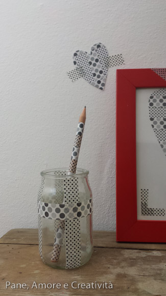 barattolo e matita con washi tape