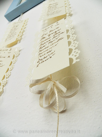 cartoncini con nomi invitati matrimonio