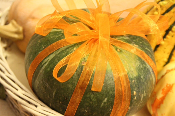 La zucca decorata con l’organza