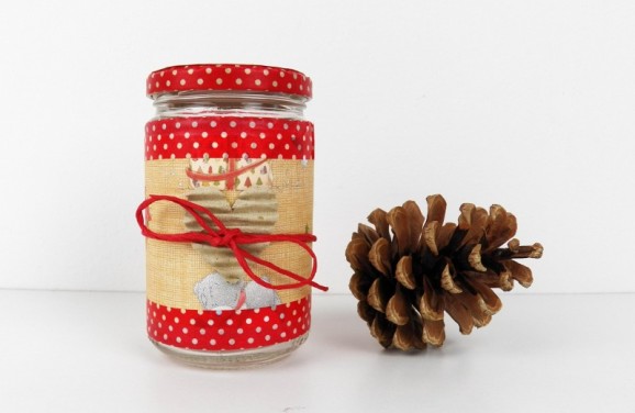 riciclare un vasetto di vetro - confezione natale