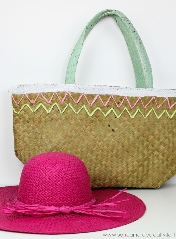 borsa di paglia decorata nipprig