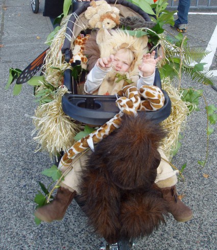 costumi bambini in passeggino-giungla