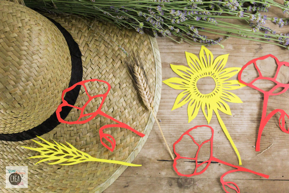 Flowers paper cut per una ghirlanda estiva