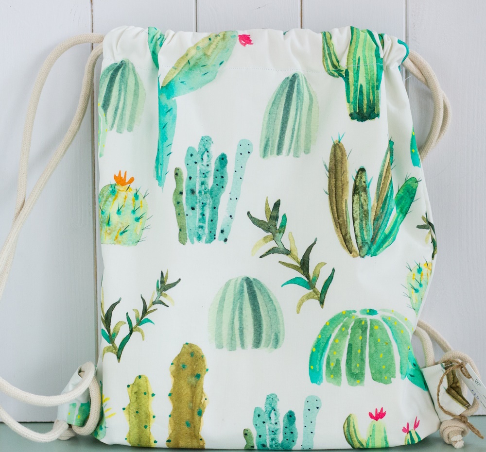 FabricUp zaino cucito a mano con i cactus