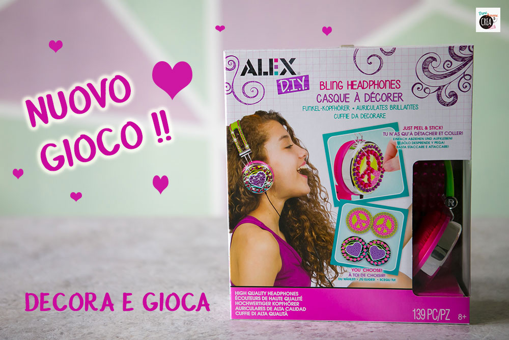 cuffie da decorare - gioco creativo venduto da FunLab foto della scatola del gioco creativo Cuffie da decorare prodotto da Alex DIY
