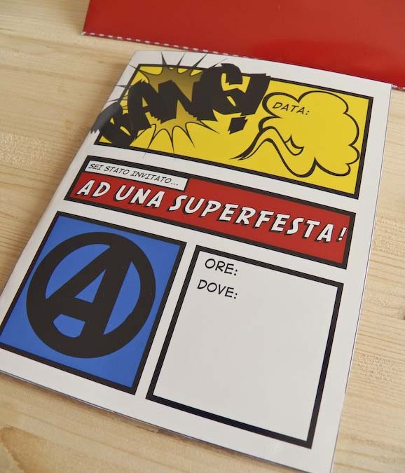 Biglietto invito compleanno supereroe da stampare